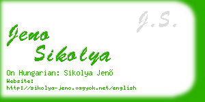 jeno sikolya business card